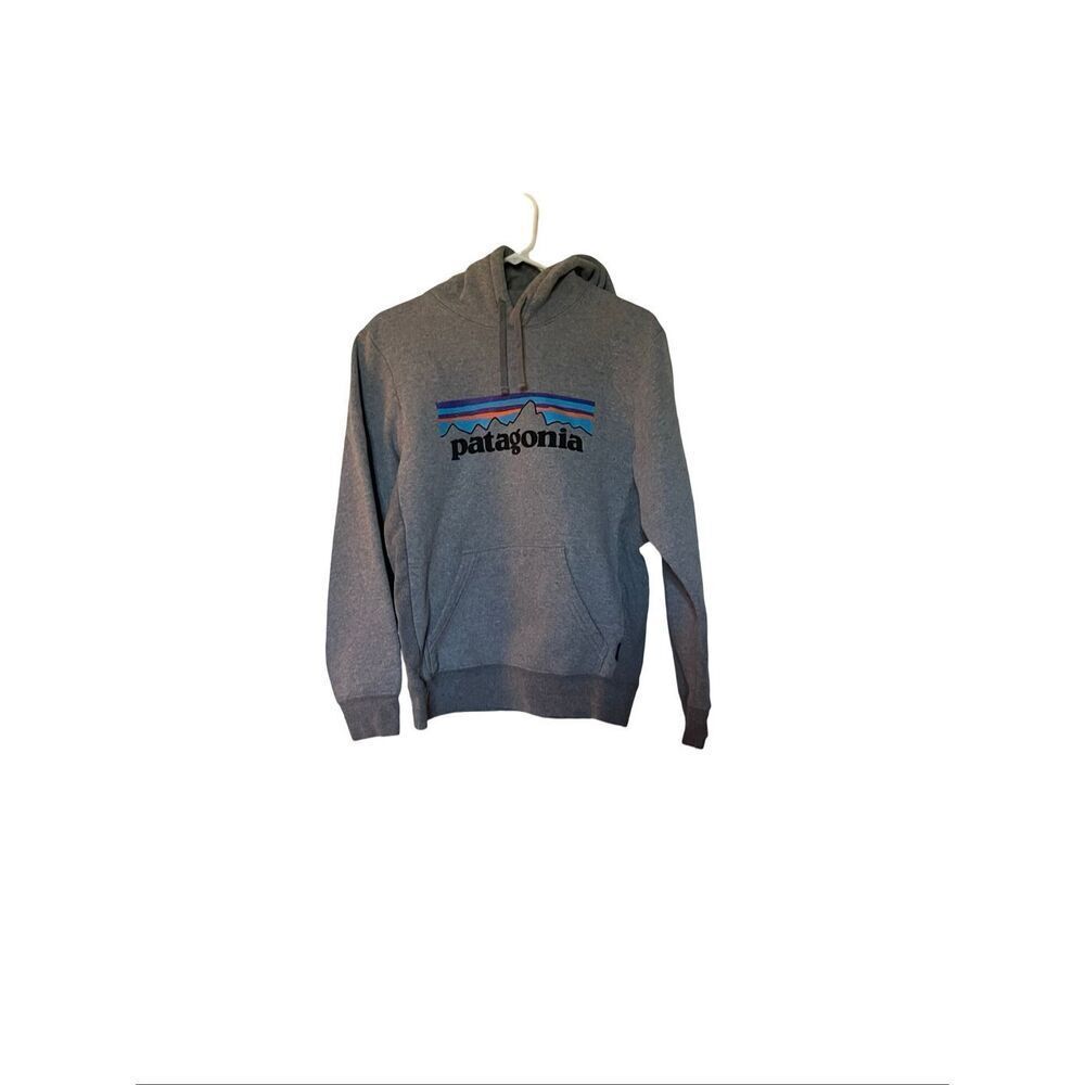 Patagonia Mens Heather Gray P-6 Logo Uprisal Graphic Pullover Hoodie Size Small